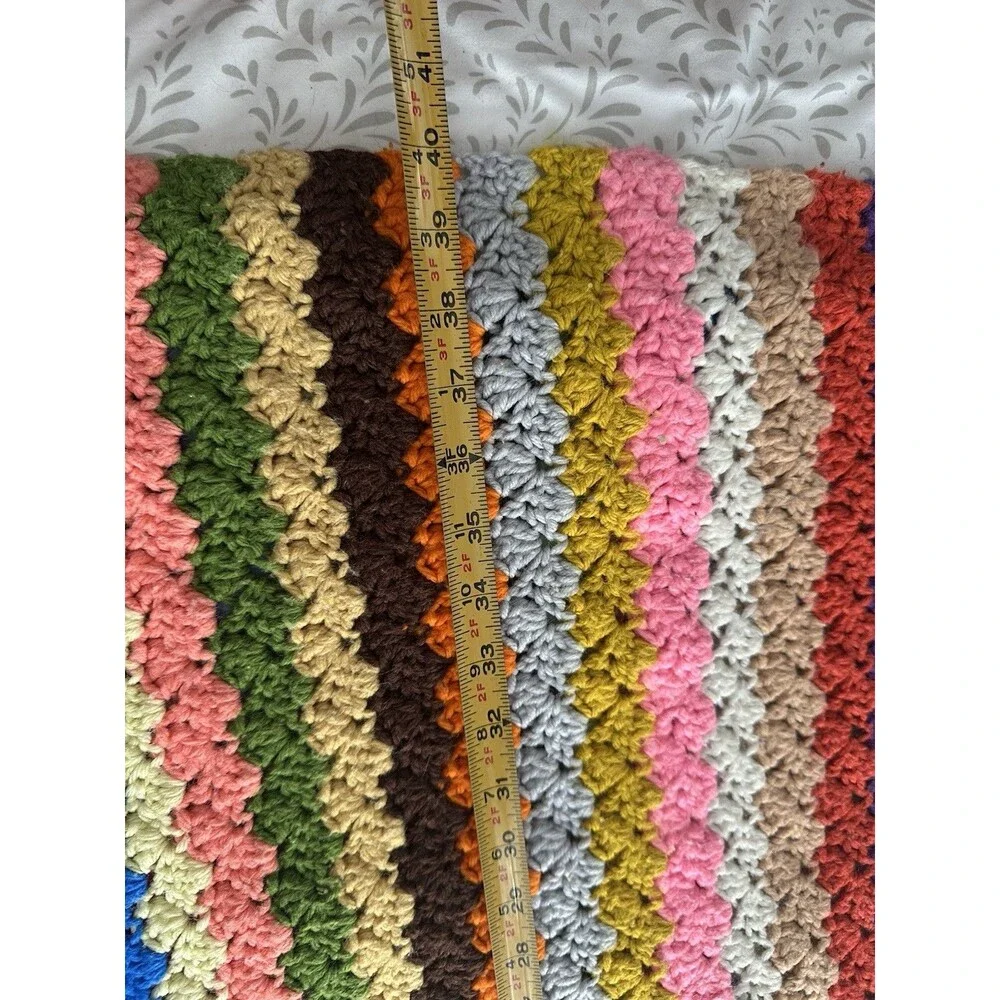 Colorful Handmade Throw Blanket Afghan 80